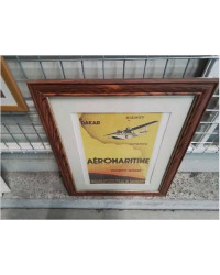 AFFICHE AIR FRANCE AEROMARITIME CADRE BOIS 