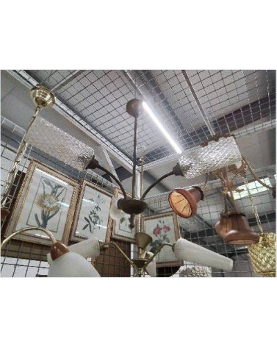 LUSTRE 3 GLOBES VERRE AN 60...