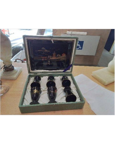 COFFRET SAKÉ BOIS LAQUÉ 1950