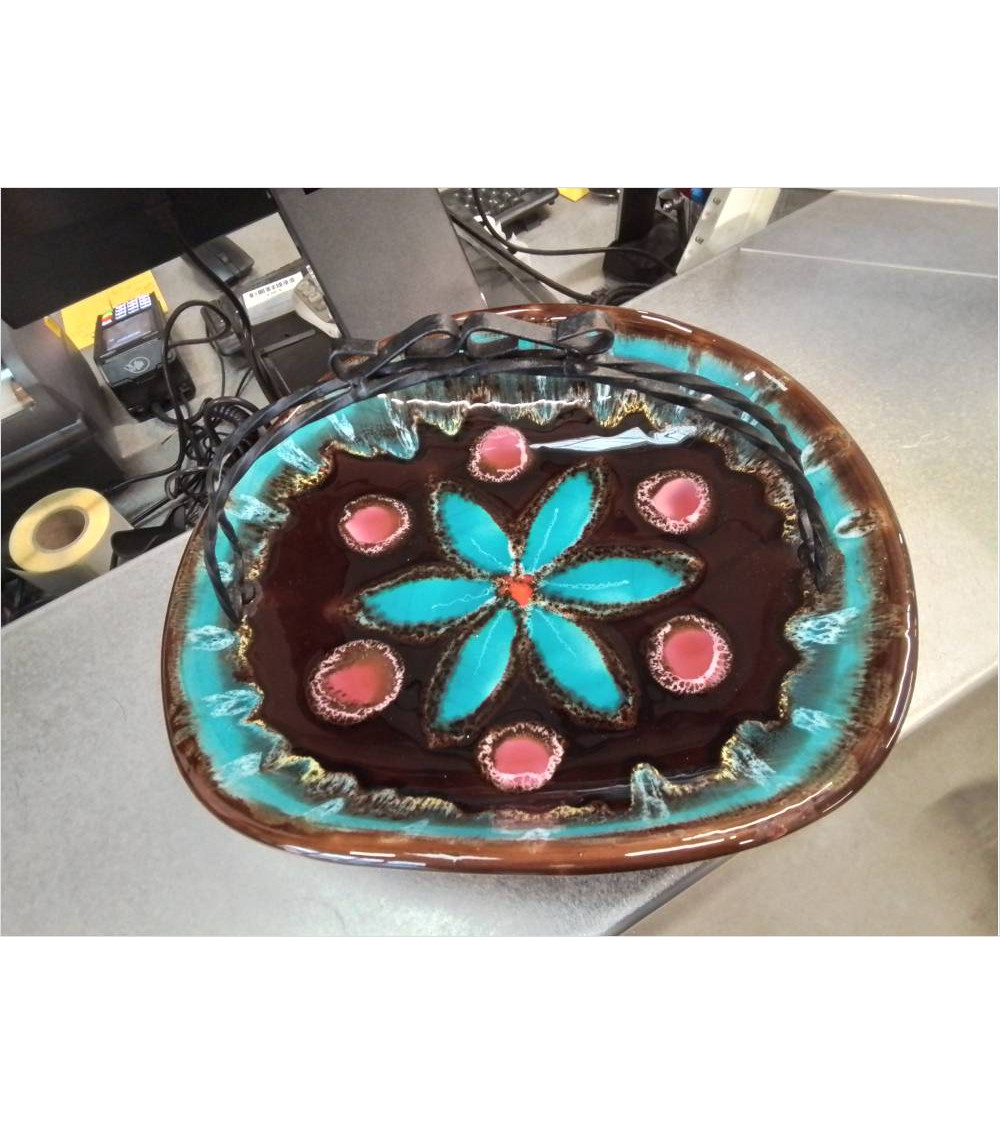 COUPE A FRUITS VALLAURIS TURQUOISE/ROSE