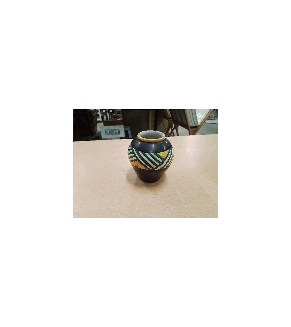 VASE PM NOIR VERT JAUNE BLANC 8 CM
