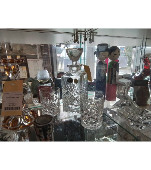 SERVICE WHISKY CRISTAL DE BOHÈME 1 CARAFE + 2 VERRES 