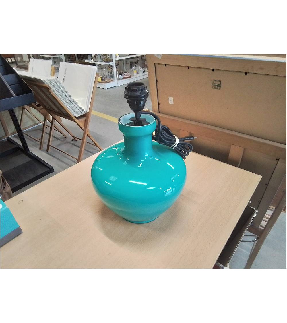PIED DE LAMPE VERRE VERT VINTAGE 