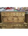 MU06-MEUBLE 4 PORTES 8 TIROIRS TECK RECYCLE 100/200/49CM