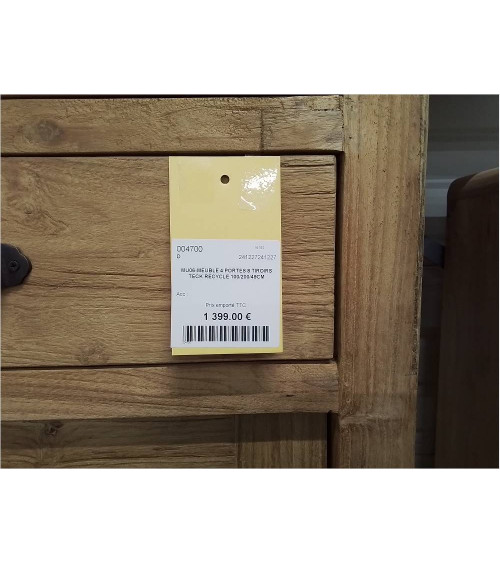 MU06-MEUBLE 4 PORTES 8 TIROIRS TECK RECYCLE 100/200/49CM