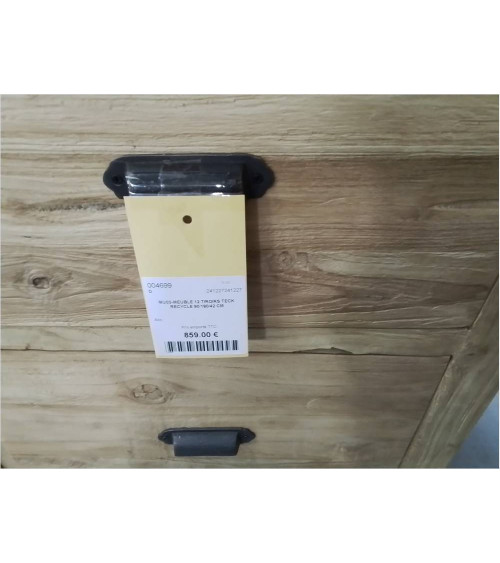 MU03-MEUBLE 12 TIROIRS TECK RECYCLE 90/180/42 CM