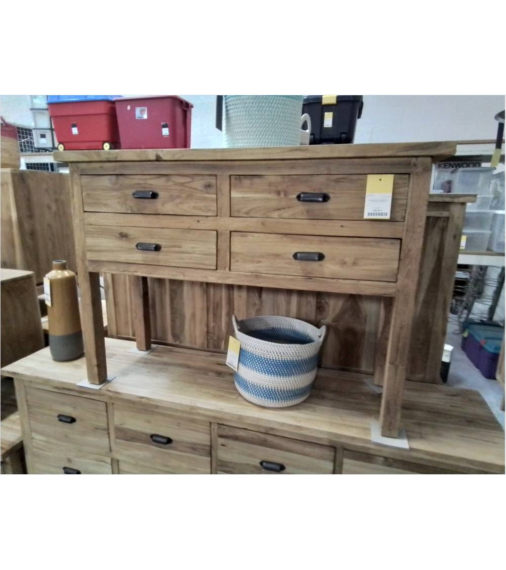 MU08-CONSOLE 4 TIROIRS TECK RECYCLE 81/116/38 CM