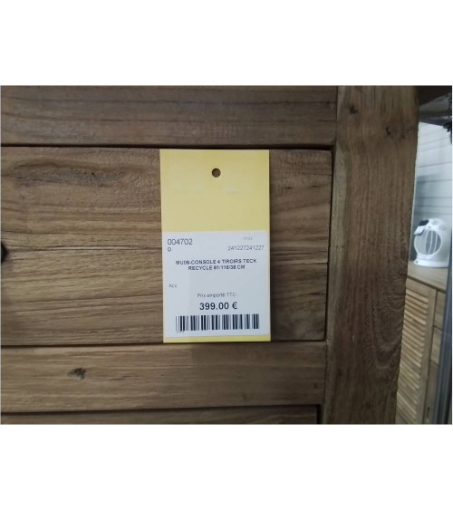 MU08-CONSOLE 4 TIROIRS TECK RECYCLE 81/116/38 CM