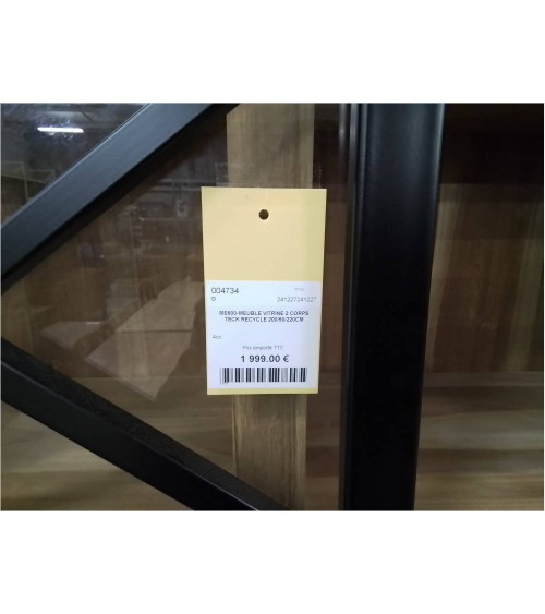 ME600-MEUBLE VITRINE 2 CORPS TECK RECYCLE 200/50/220CM