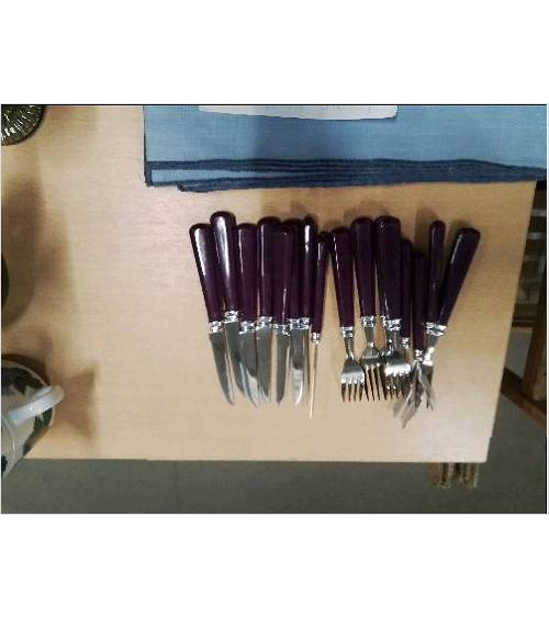 LOT COUVERTS×8 MANCHE MAUVE