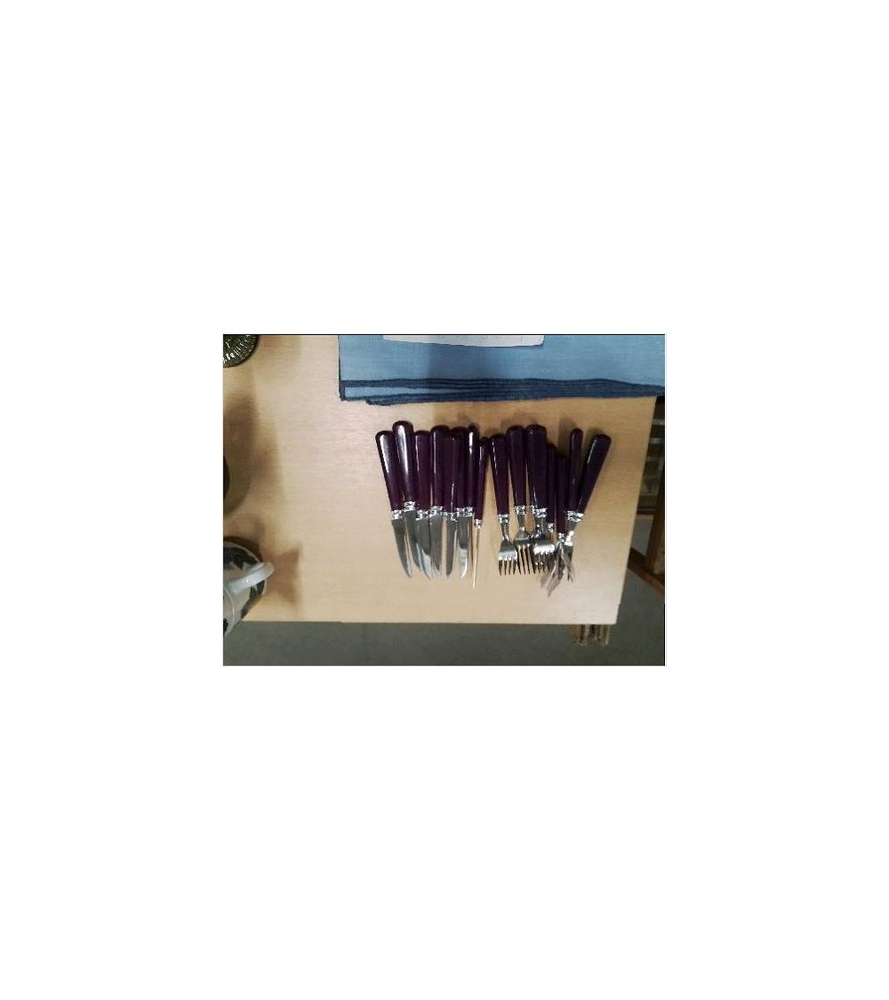 LOT COUVERTS×8 MANCHE MAUVE
