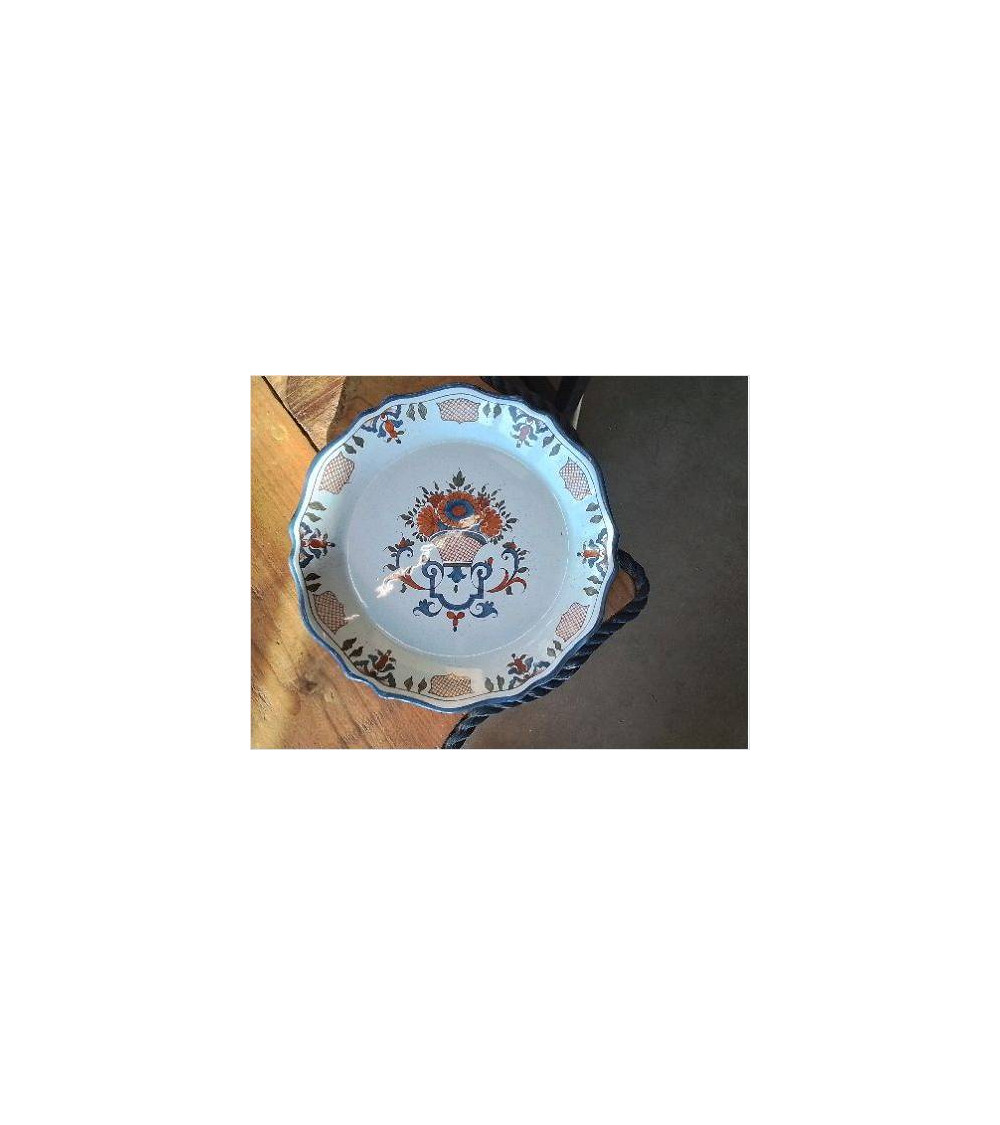 ASSIETTE ANC FLEURS MARRON BLEU