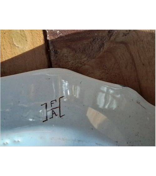 ASSIETTE ANC FLEURS MARRON BLEU