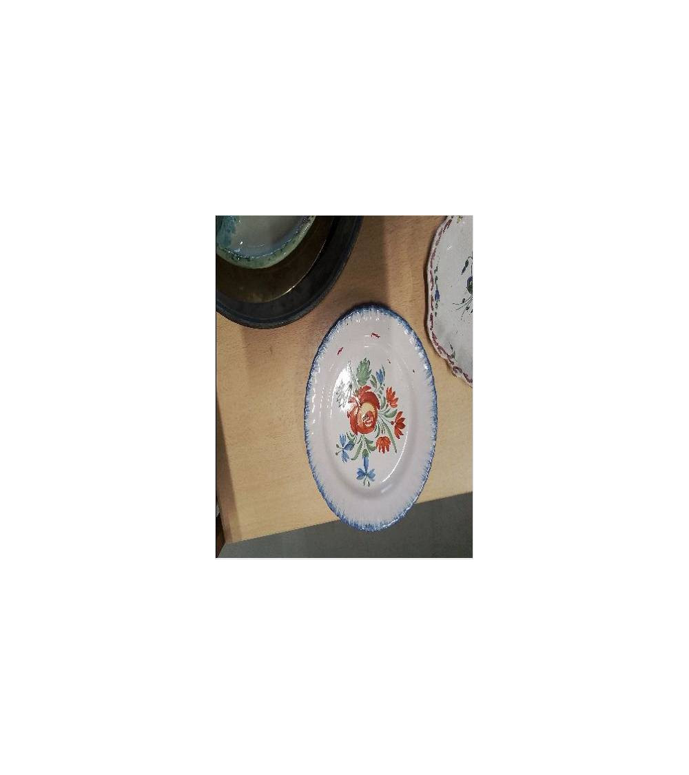 ASSIETTE ANCIENNE TOUR BLEU DÉCOR FLEURS