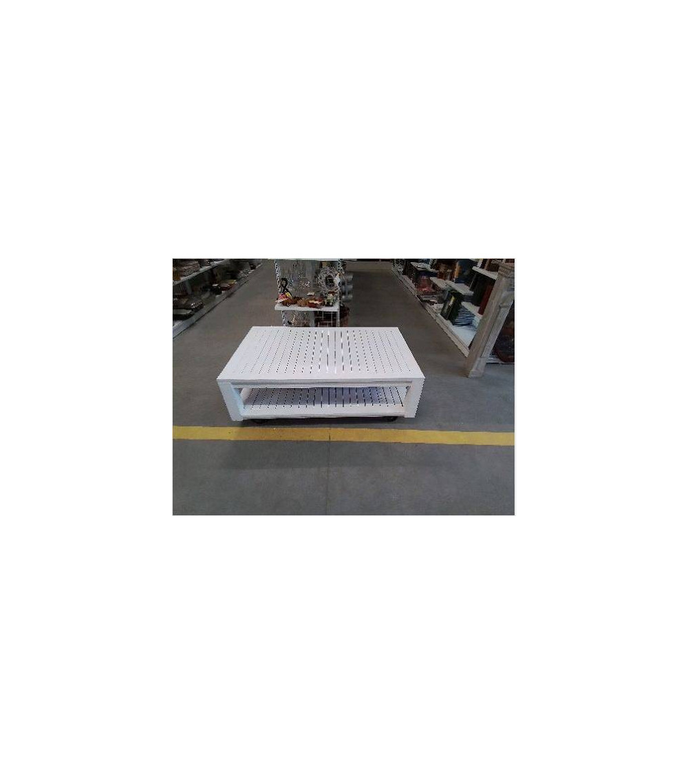 TABLE BASSE LATTES BLANCHES 80×130 ROULETTES