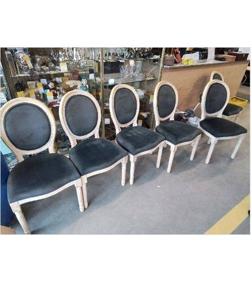 LOT 6 CHAISES BOIS ET VELOURS