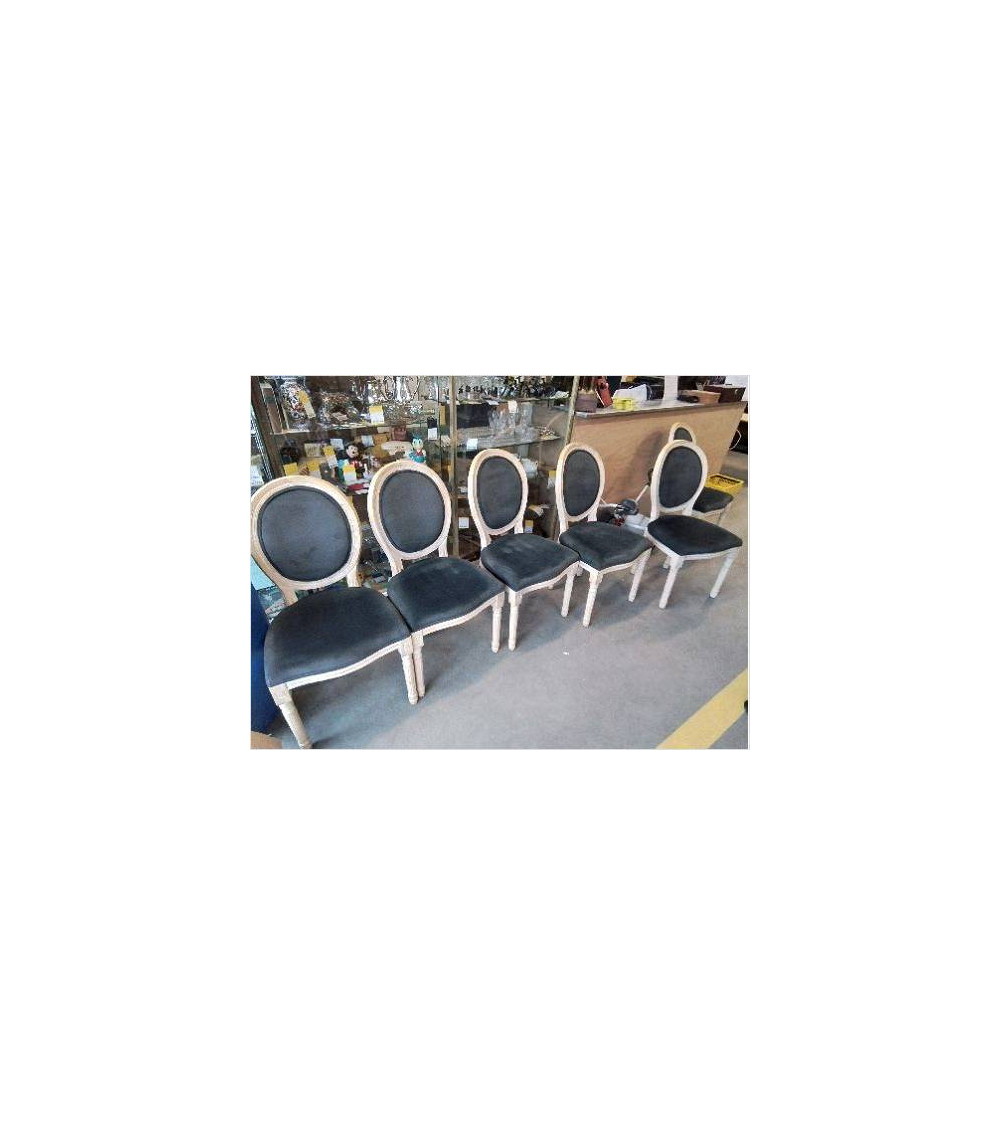 LOT 6 CHAISES BOIS ET VELOURS