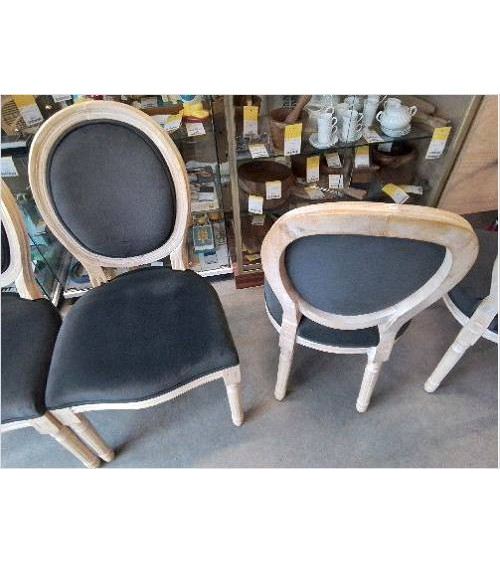 LOT 6 CHAISES BOIS ET VELOURS