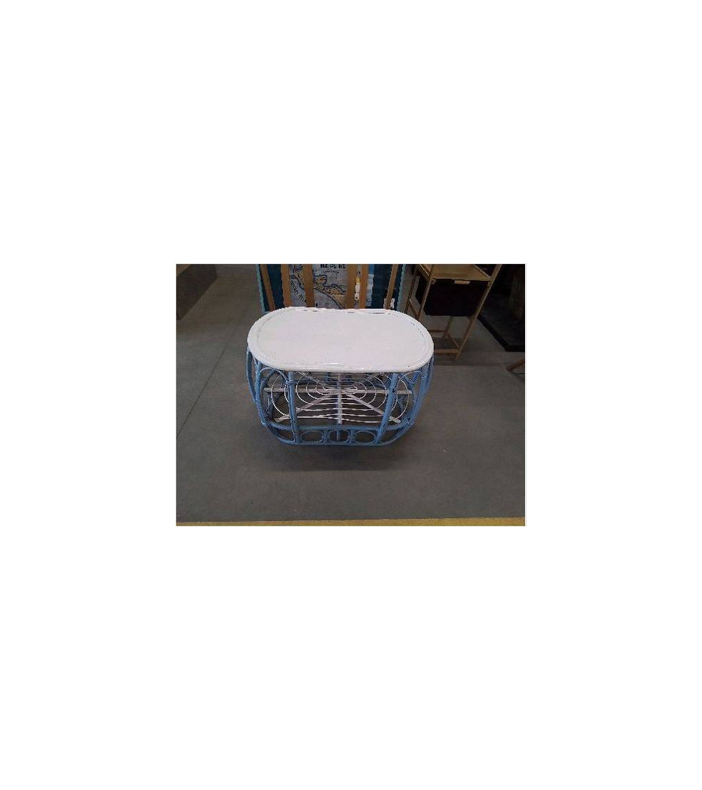 TABLE BASSE BAMBOU ROTIN BLEUE BLC