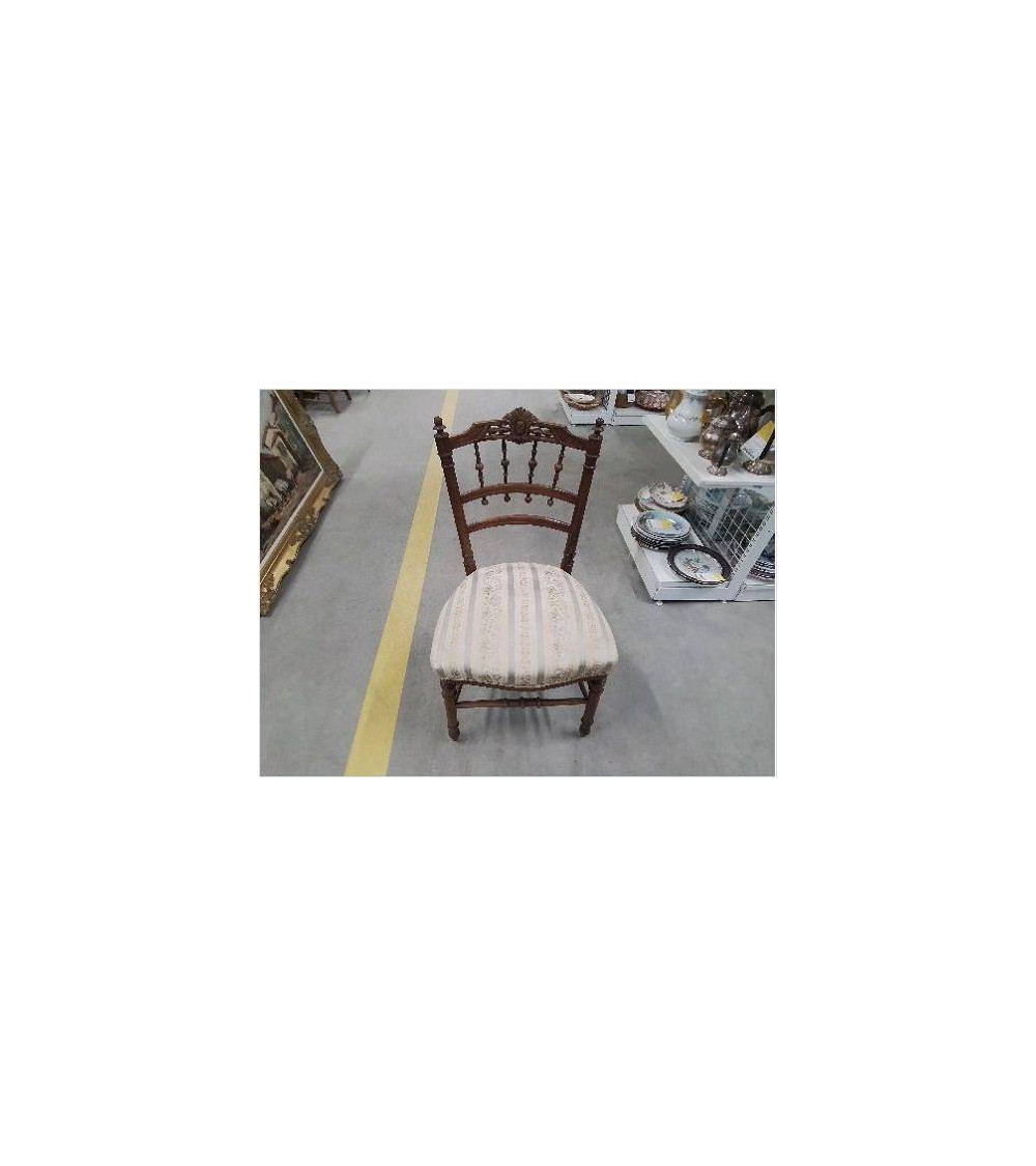 CHAISE ANCIENNE BOIS ET TISSU FLEURI 