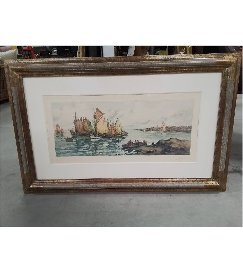 TABLEAU BATEAUX BRETONS ET PORT LAFITTE MM