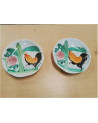 PAIRE D ASSIETTES ANC COQ NOIR ORANGE
