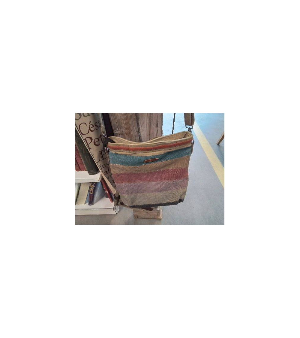 SAC A MAIN BESACE TISSU RAYURES