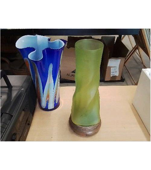 VASE VERT PATE DE VERRE SUR...