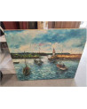 TOILE PORT  ERQUY BATEAUX DE PECHEURS C.CENSIN