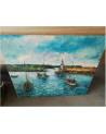 TOILE PORT  ERQUY BATEAUX DE PECHEURS C.CENSIN