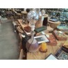 PIED DE LAMPE BOULE TERRE CUITE GRIS RGE