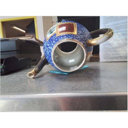 THÉIÈRE JAPONAIS BLEU DORÉ SANS FOND