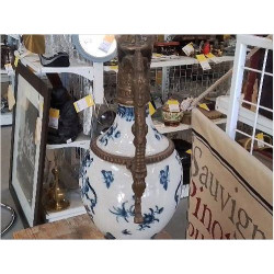 AIGUIERE FAIENCE BRONZE DECOR ANGELOTS BOUCON EN ACCESSOIRE