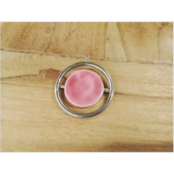 PENDENTIF ROSE ET MÉTAL 