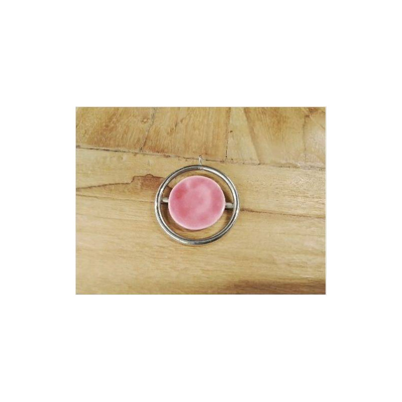 PENDENTIF ROSE ET MÉTAL 