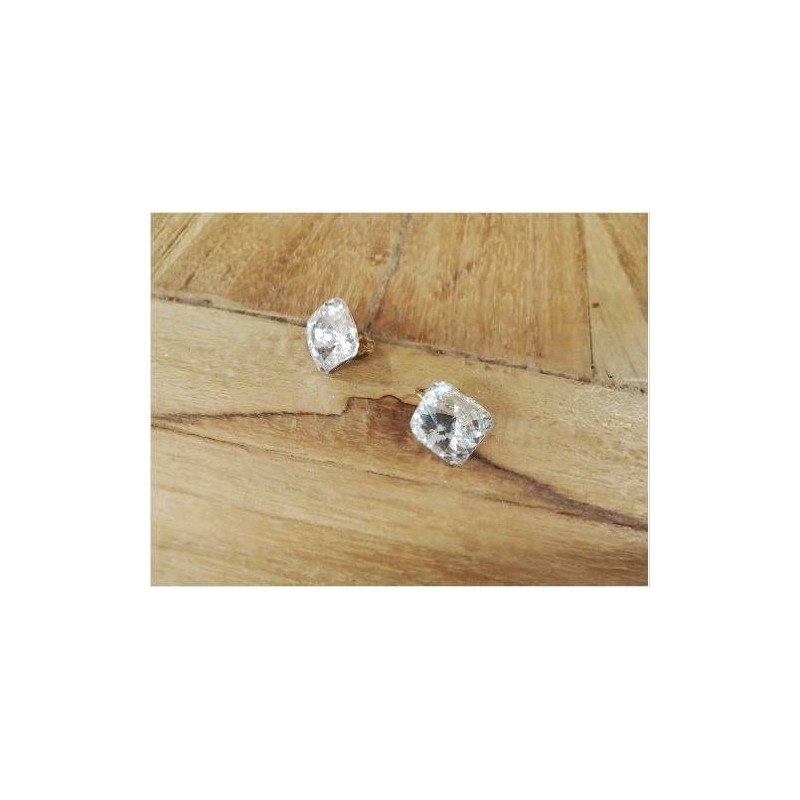 PAIRE BOUCLE D’OREILLES VERRES À FACETTES 