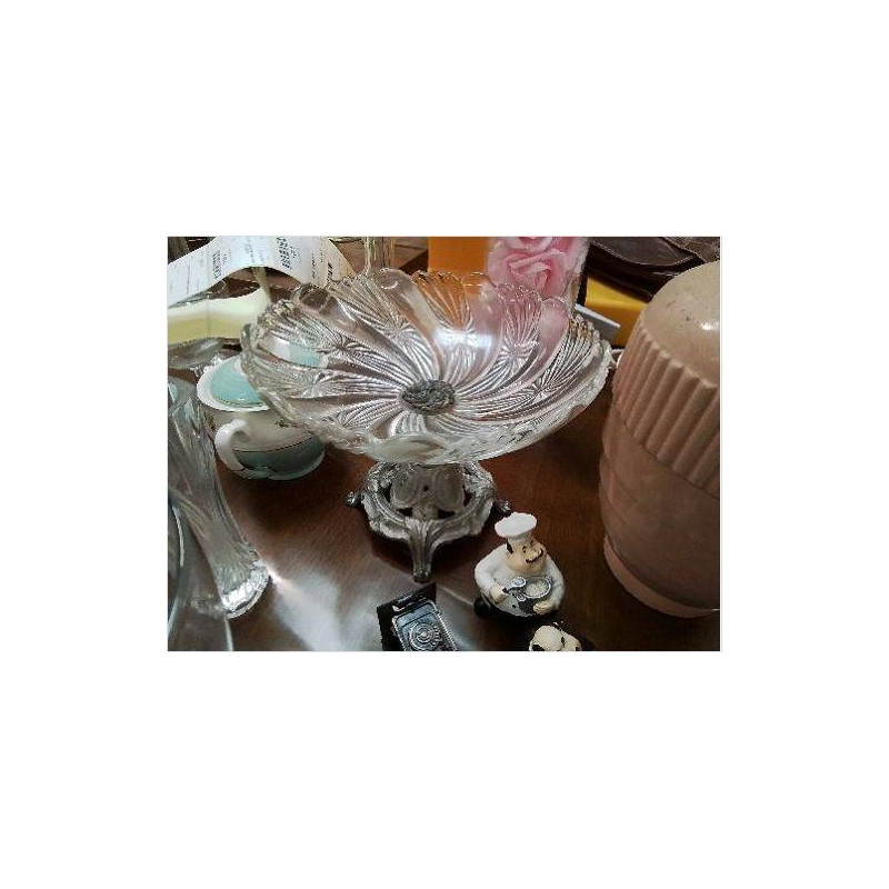 COUPE À FRUITS VERRE PIED MÉTAL 