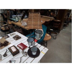 LAMPE PIED 3 POTS ZINC 