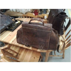 SAC BESACE CUIR MARRON 