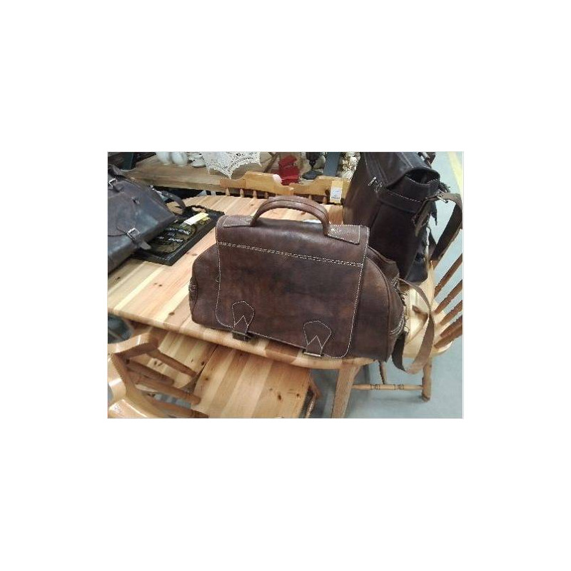 SAC BESACE CUIR MARRON 