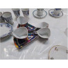LOT 4 TASSES TRIANGULAIRES MOTIFS COLORÉES DECOR DU GALLION ANNEE 2000