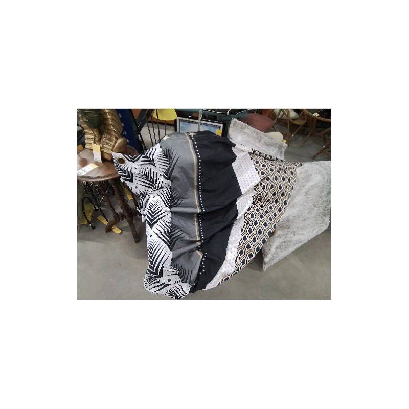 PAIRE RIDEAUX IMPRIMÉ GRIS DORE NOIR BLANC