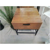 CHEVET 1T BOIS LATTES PIED METAL NOIR