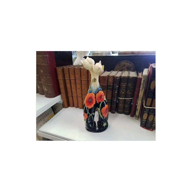 SOLIFLORE DUO DE CHAT ET COQUELICOTS DECOR DU GALION PORCELAINE
