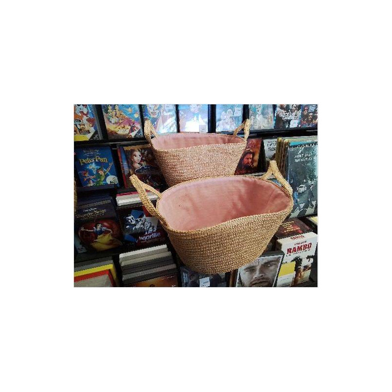 LOT 2 PANIERES 2 ANSES INT TISSU ROSE