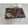 TABLE BASSE VINTAGE FER FORGE CARREAUX NOIR DORE SILAOS  77/47CM 