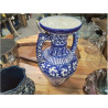 VASE / AMPHORE 2 ANSES DECO CÉRAMIQUE BLEU 