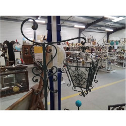 LAMPADAIRE FER FORGE PEINT VERT LANTERNE