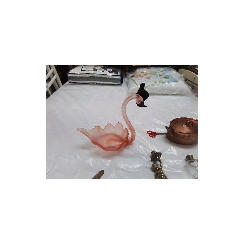 COUPE CYGNE ROSE VERRE GIVRÉ 