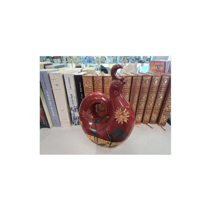 POULE DE DECO ROUGE À FLEURS 